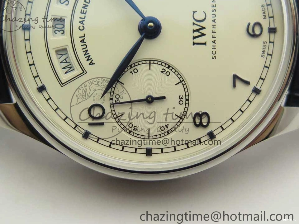 MIROTIME 0212 Affordable Portuguese Real PR Real Annual Calendar IW5035 ZF 1:1 Best Edition White Dial Blue Markers on Blue Leather Strap A 7143